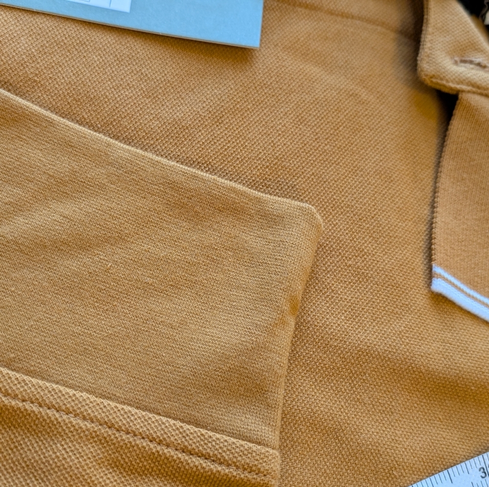 Goodfellow Mens Long Sleeve Rugby Polo Shirt XXL Harvest Gold Mustard Stripe NWT - Picture 6 of 6